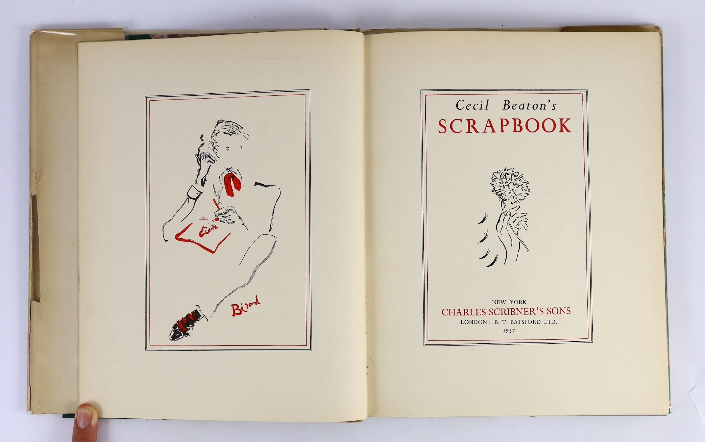 Beaton, Cecil - Cecil Beaton's Scrapbook. First Edition - inscribed by author to the 'high' society photographer, Jerome Zerbe. coloured frontis., decorated title and illus. throughout with photos. & sketches (some colou